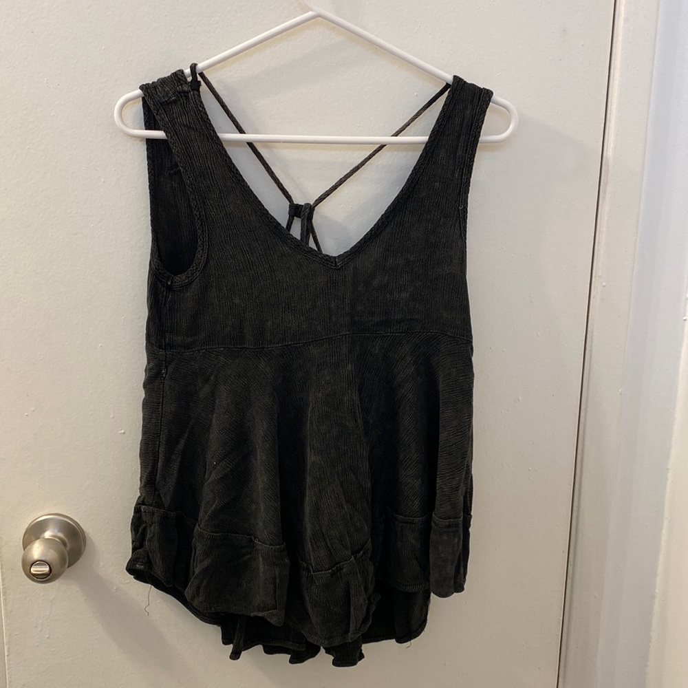 Paper crane charcoal gray tank